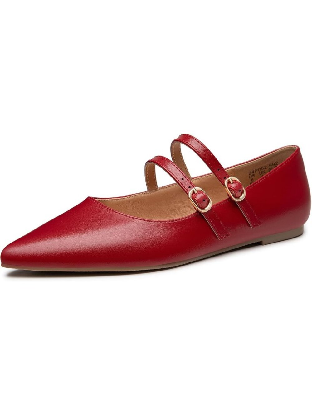 Women's Red Mary Jane Shoes Women Closed Pointed Toe Ballet Flats Comfortable